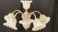 Lustra candelabru Art Deco, Hollywood Regency, sticlă Murano, vintage