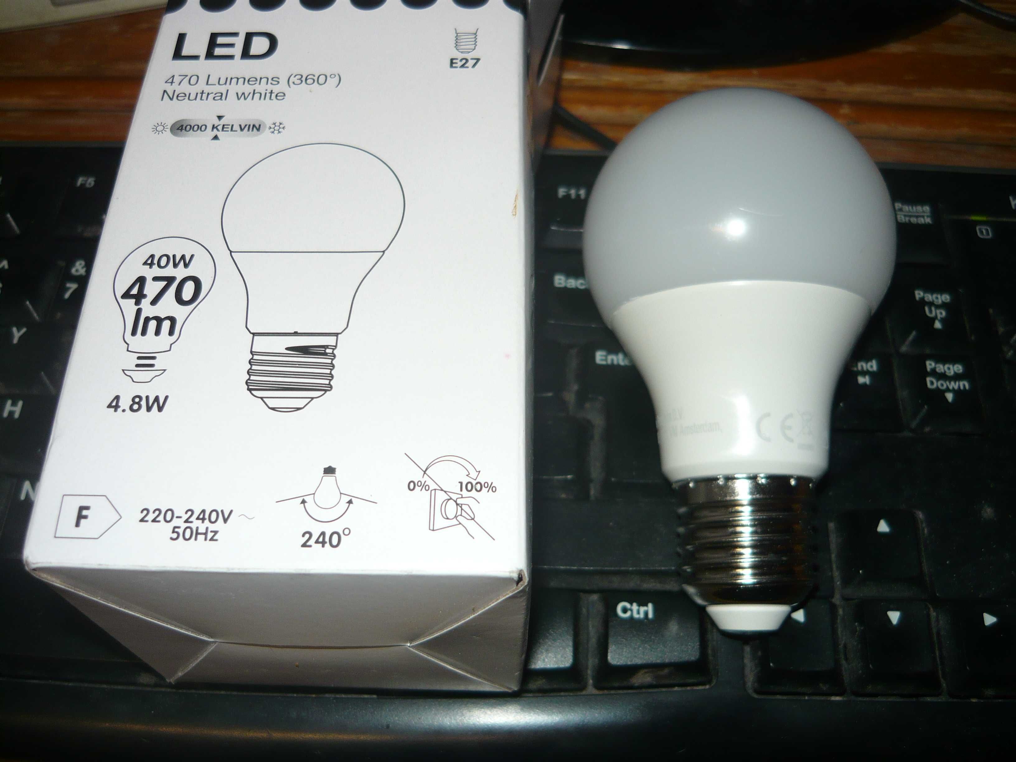 Bec LED, becuri NOI, 5 W, 470 lum, alb neutru