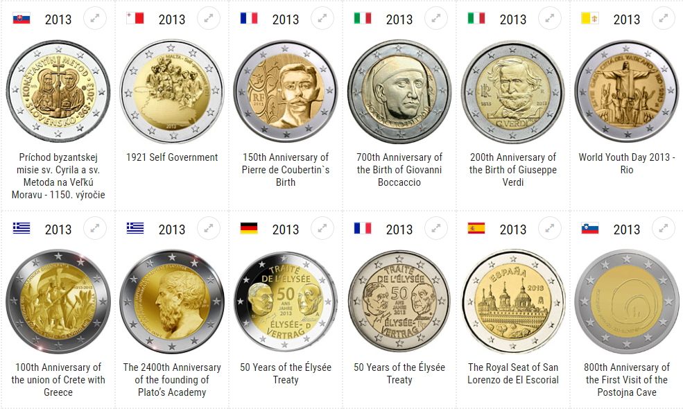 Сет 2 евро монети (възпоменателни) 2013-2016 / 2 Euro Coins