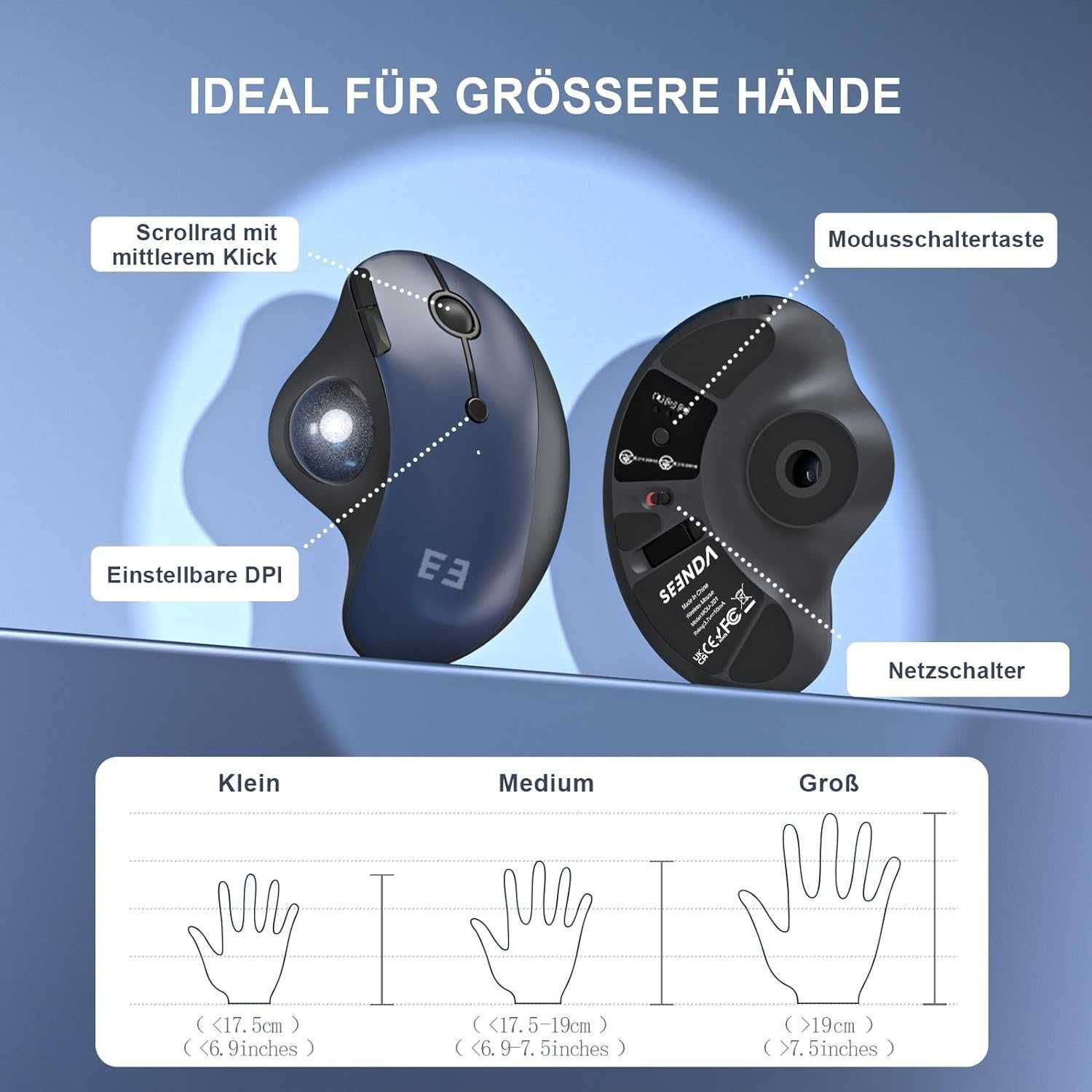 Mouse bluetooth/wireless ergonomic DPI levels (200-400-800-1200-1600)