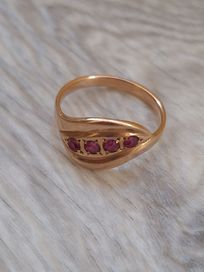 Стар златен пръстен проба 583 СССР с Рубини