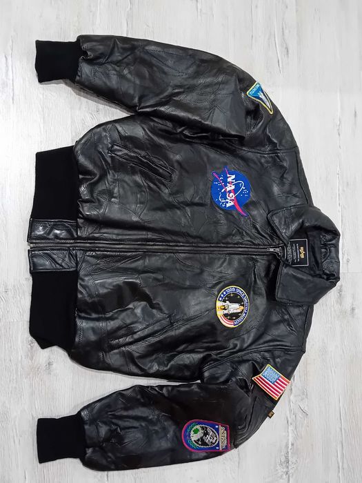 Jachetă de tip bomber din piele naturală Alpha Industries, mărimea XL