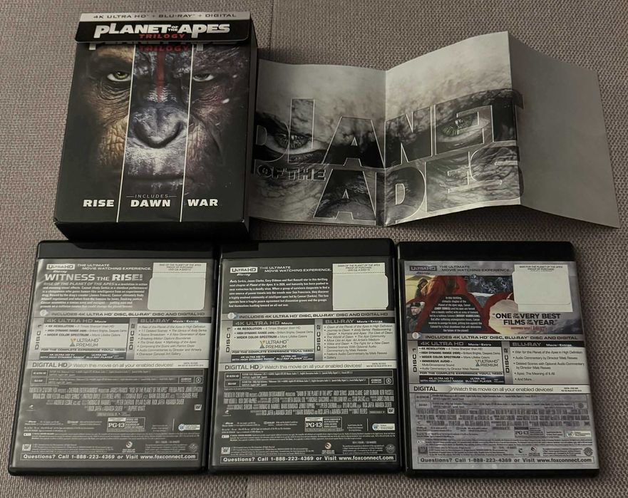 Trilogia Planet of the Apes 4K Ultra HD Blu-ray + Poster Ca Noi