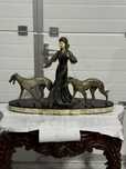 Statueta art deco din antimoniu pe soclu de marmura