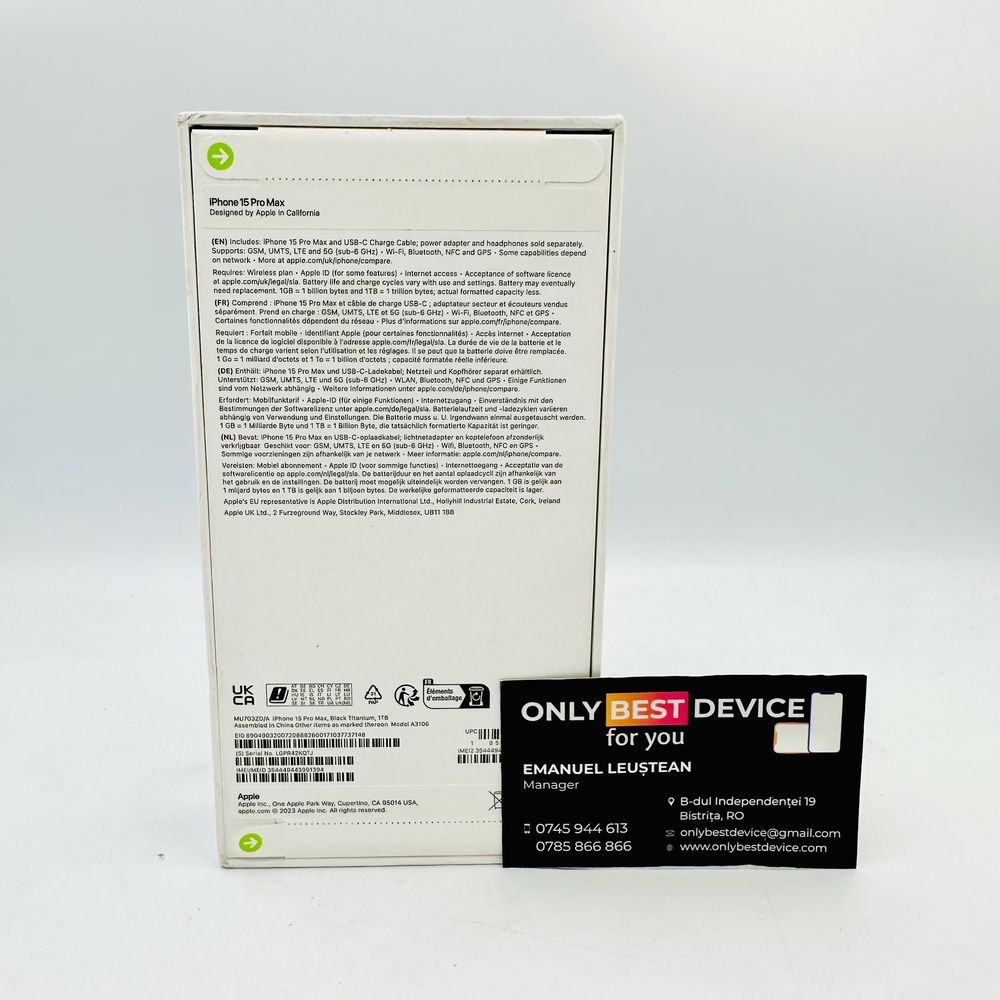  iPhone 15 Pro Max Black Titanium 1TB SIGILAT / GARANTIE