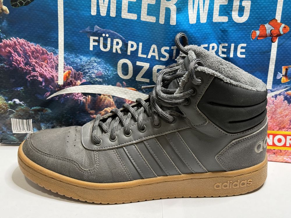 Adidas Hoops 2.0 Mid 44 2/3 de iarnă - gri cu talpă maro