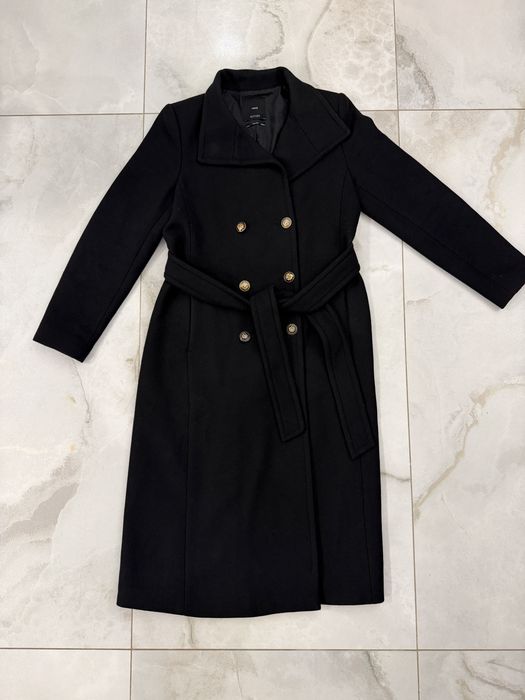 Дамско вълнено палто Mango в черно