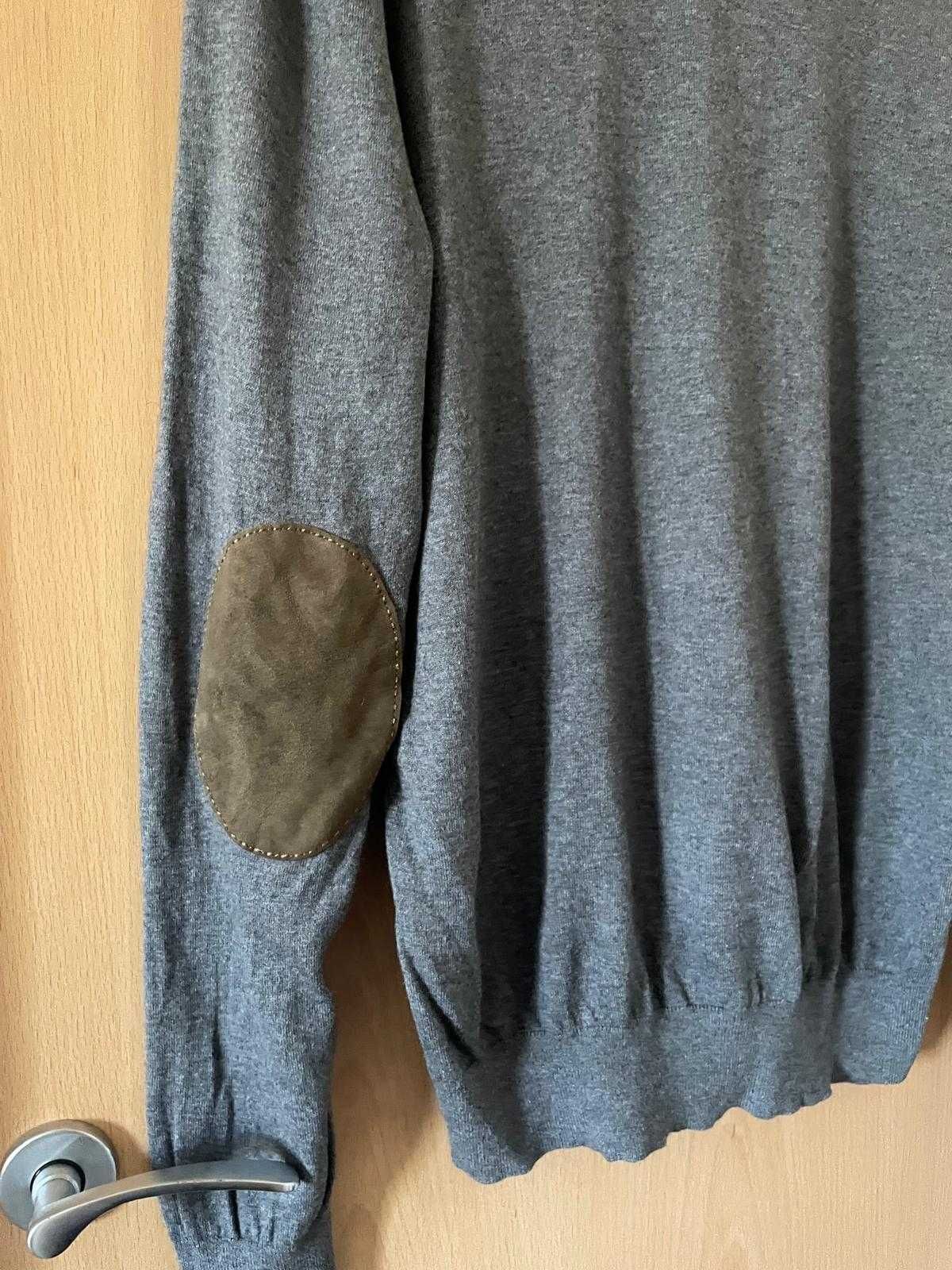 Pulover gri Massimo Dutti, marimea L, din bumbac, matase si casmir