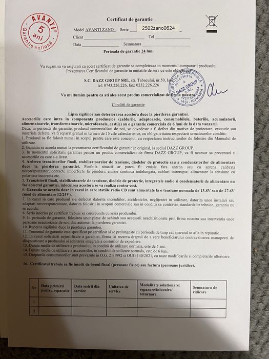 Statie radio cb zano 12/24V, format 1DIN, difuzor frontal,m.