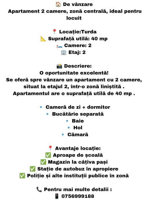 Vând apartament zonă centrală