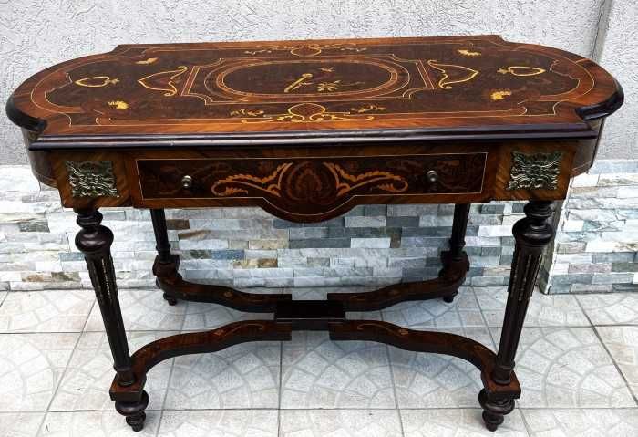 Spectaculos birou-Napoleon III-marchetarie-intarsii-bronz-Franta