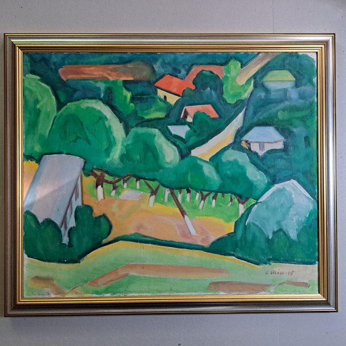 Pictură"Livadă la Huși", Virgil Miu (n. 1928)