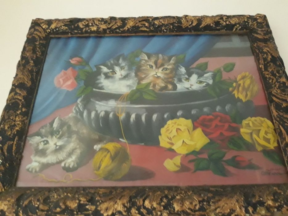 Tablou cos pisici cu flori
