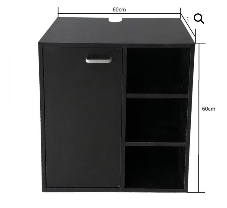 Долен шкаф за умивалник – мебели за баня – черен.