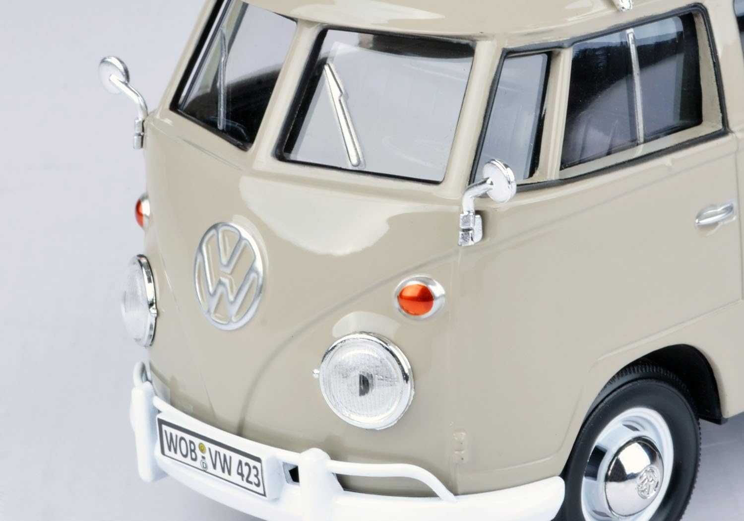 Метална количка кола Volkswagen 1:24 VW T1 Ван с покрито ремарке