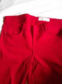 Blugi dama, rosii, jeans elastic, model slim, ZARA, marimea EU 40