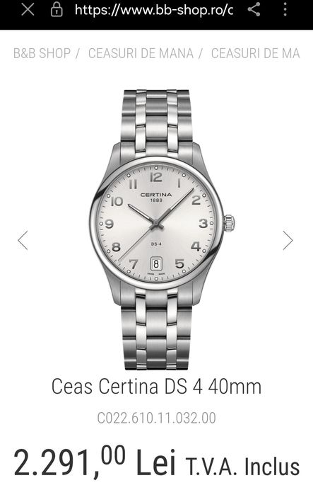 Ceas Certina din Titan model DS 4