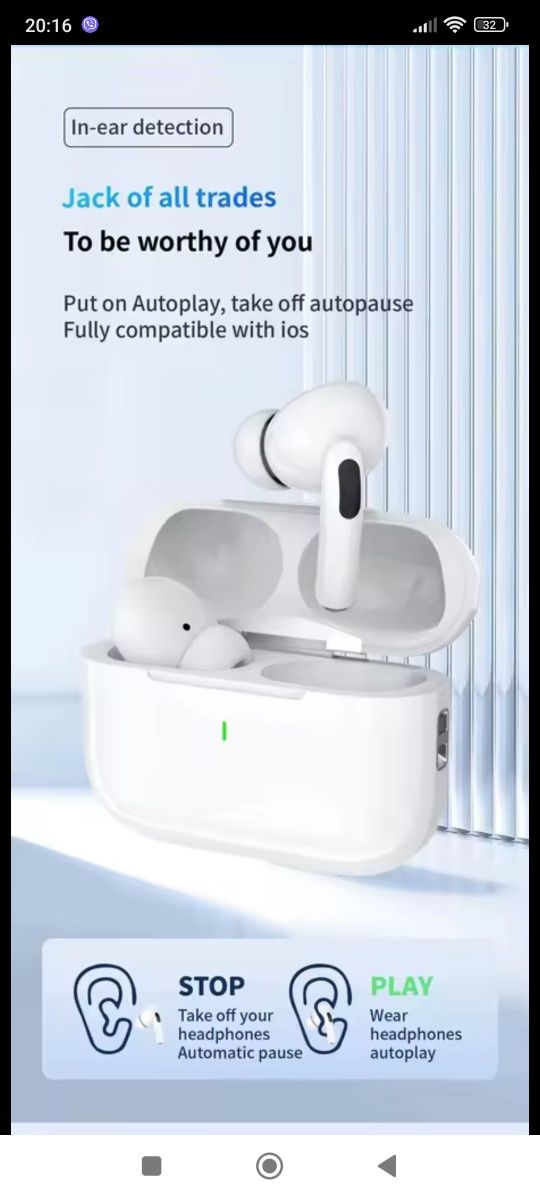 Блутут слушалки ANC Apple Airdots 2 pro Tws