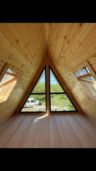 Casute si cabane A-frame din lemn
