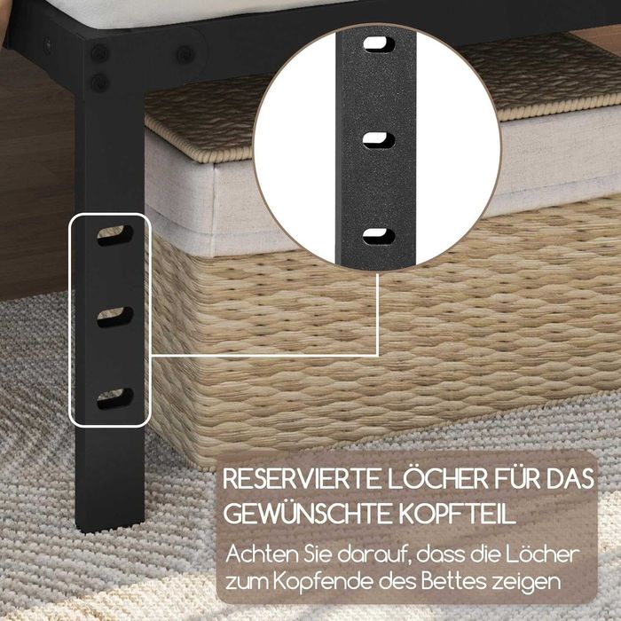 Cadru de pat metalic 140×200 cm stil industrial |S 615072 Black140*200