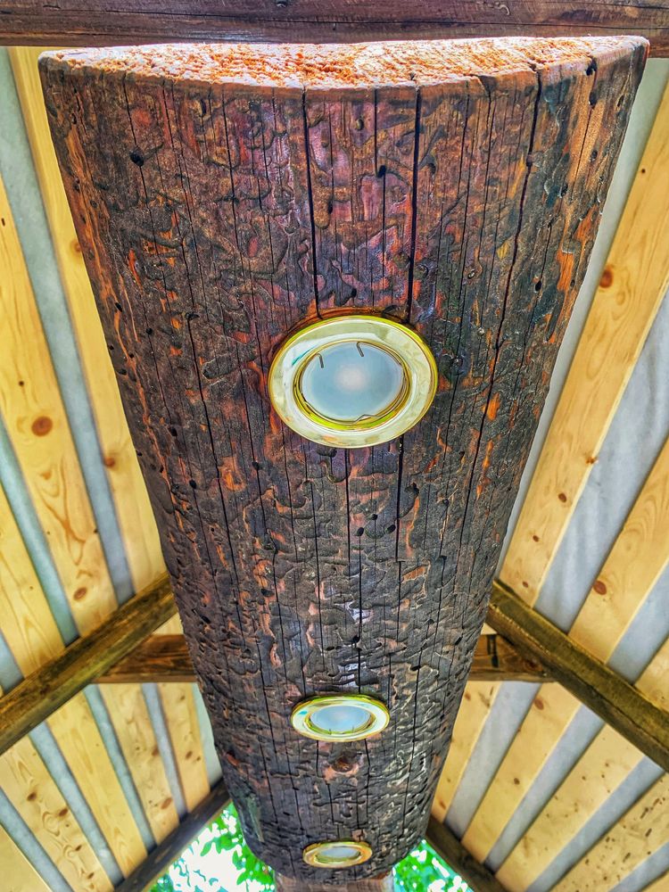 Lustra vintage lemn brad