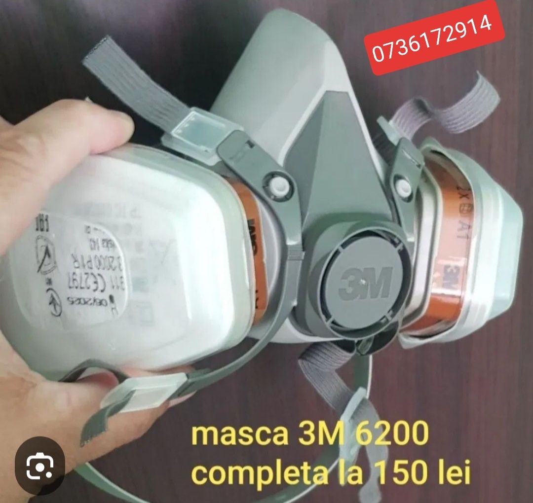 Masca de protectie 3M 6200 completa cu filtre prefiltre capace = 150