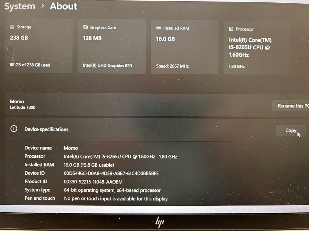 Laptop Dell latitude 7300