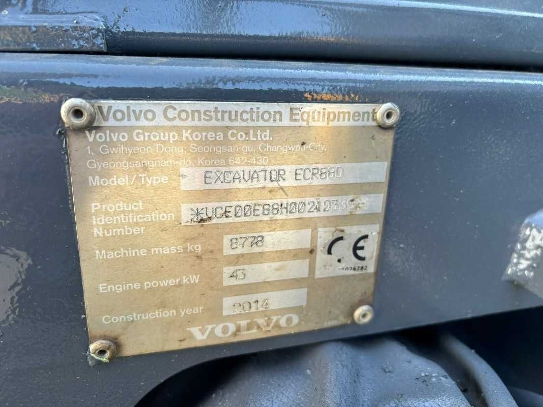 Miniexcavator Volvo ECR88D , 8,5 tone , 2014