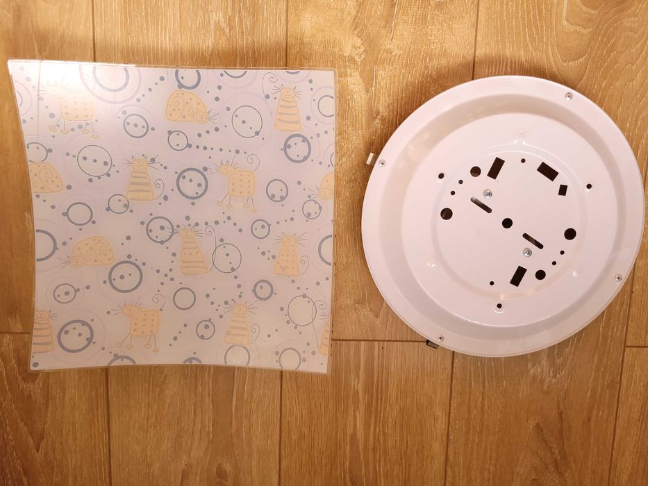 Plafoniera Aplica Klausen Ruffy 400, metal, abajur sticla cu desen