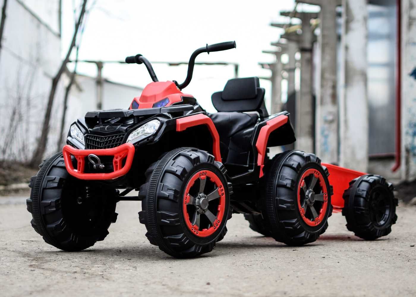 ATV electric pentru copii Offroad 2x35W 12V cu remorca inclusa #RED