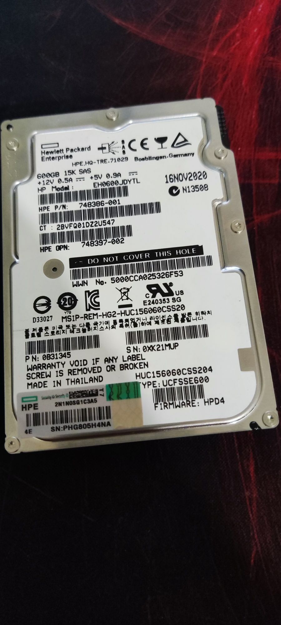 HPE Enterprise 600GB 15K SAS