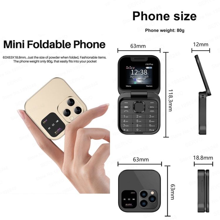 Сгъваем мобилен телефон i16 Pro – 2 SIM, камера, фенерче, FM радио