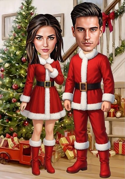 Карикатура по снимка за Коледа! Уникален подарък за любим човек!