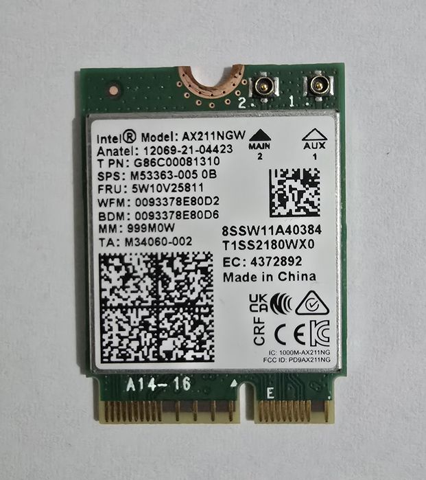 Placă Wi-Fi 6E Intel AX211NGW