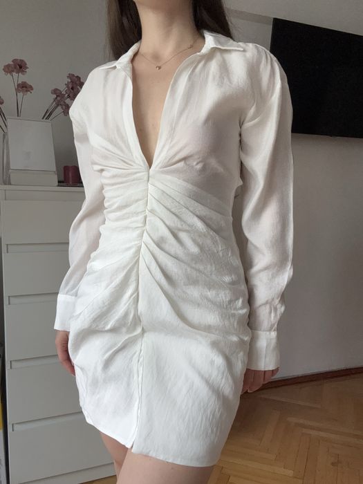Rochie zara din panza alba - bej
