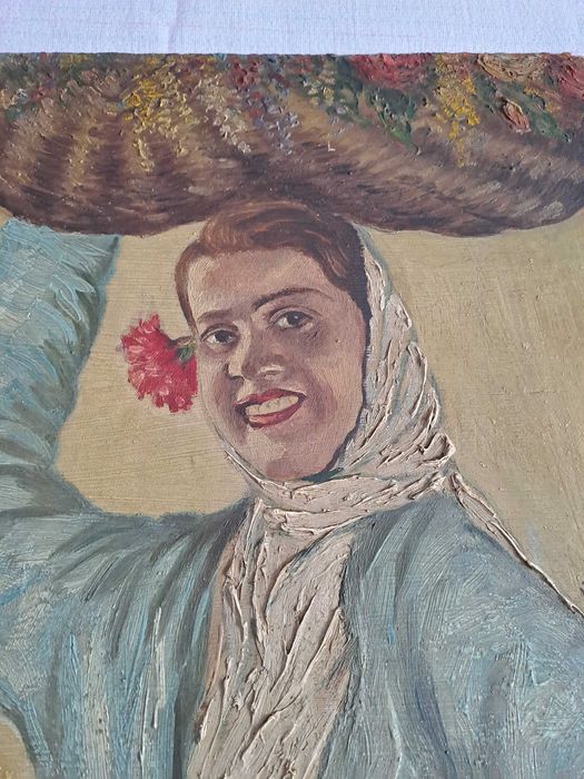 tablou pictura veche romaneasca semnata datata