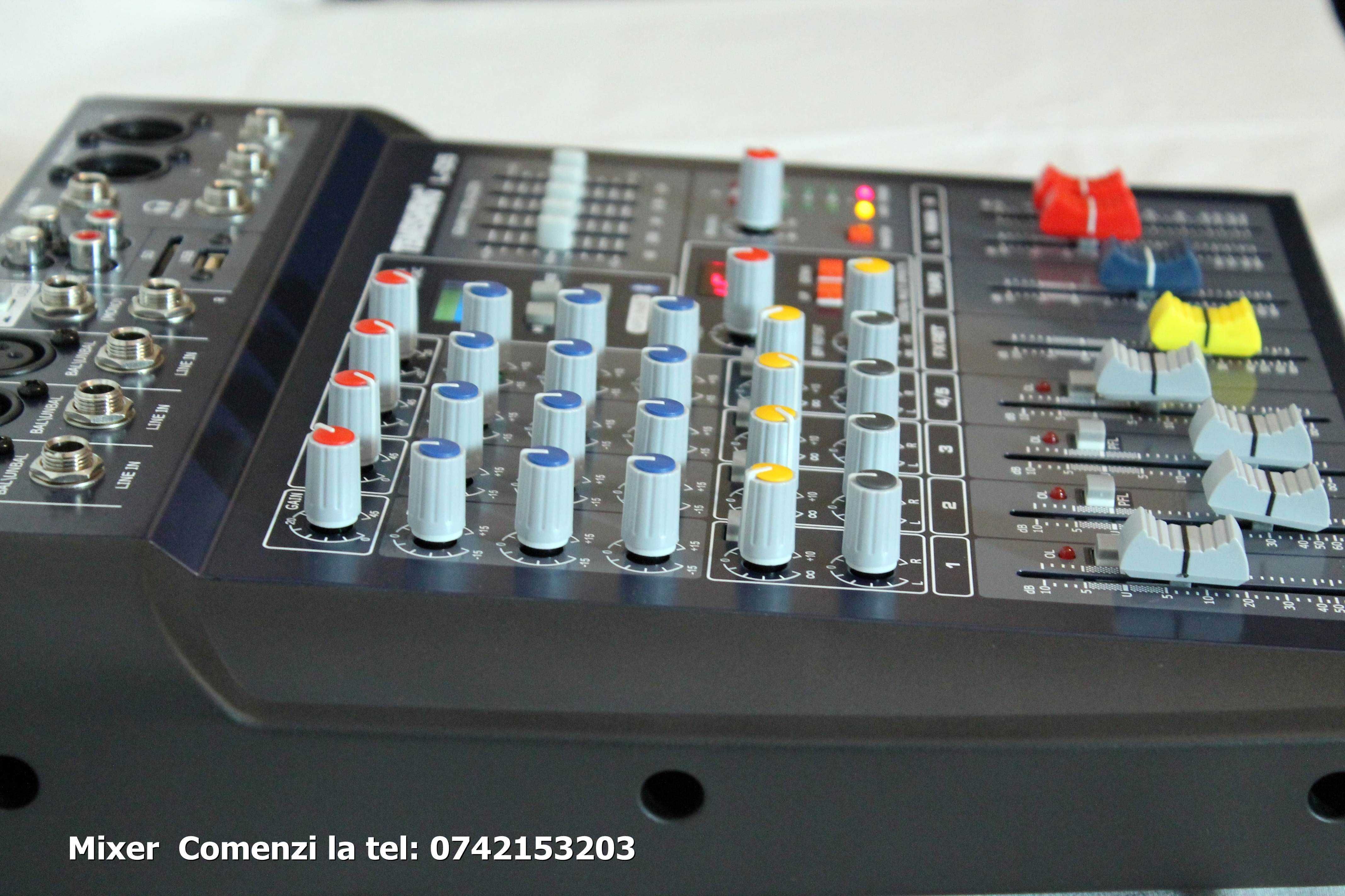 Mixer audio pro Themeseng V2 pentru formatie si DJ cu bluetoot USB