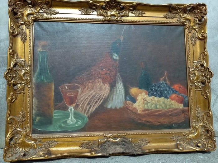 Ulei pe pânză o lucrare foarte veche semnata sec.19 început încadrată