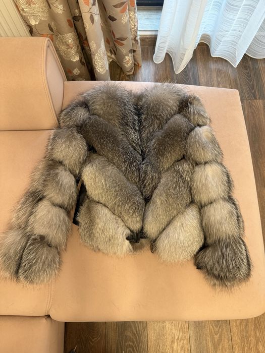 Haina blana naturala vulpe gri, inca in garantie-Carolina Design