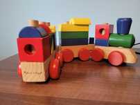 Mellisa Doug - tren + trusa cu scule din lemn + puzzle cu cifre