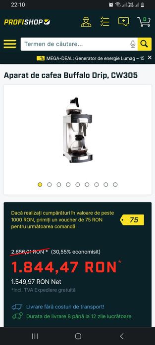 Aparat de cafea profesional Buffalo Drip, CW305