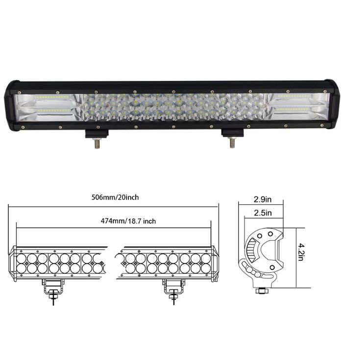Led bar 288w, Lumina 7D, lumina spot si flood, TRANSPORT 0