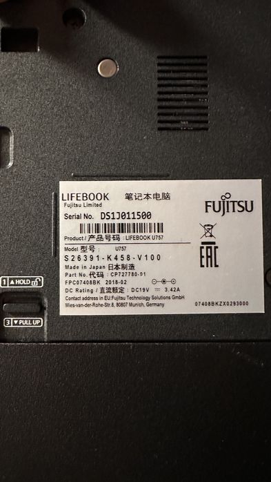 Лаптоп Fujitsu Lifebook Touchscreen32 Gb ram 500 Gb SSD WINDOWS 11 pro