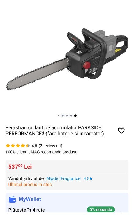 Drujba Parkside Performance cu acumulatori 40 V