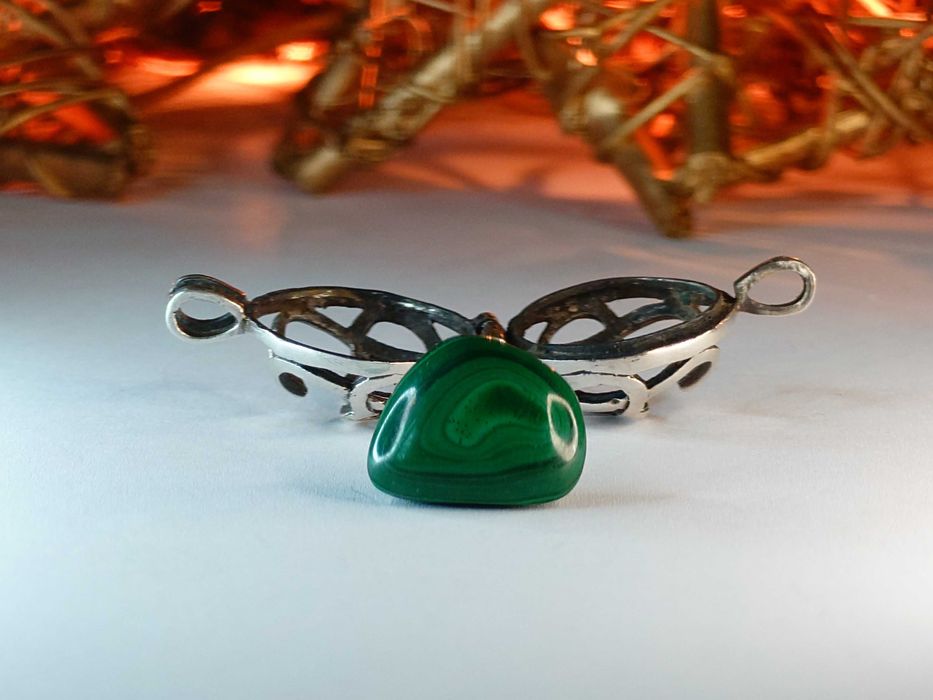 Pandantiv „locket” argint 925 cu malahit