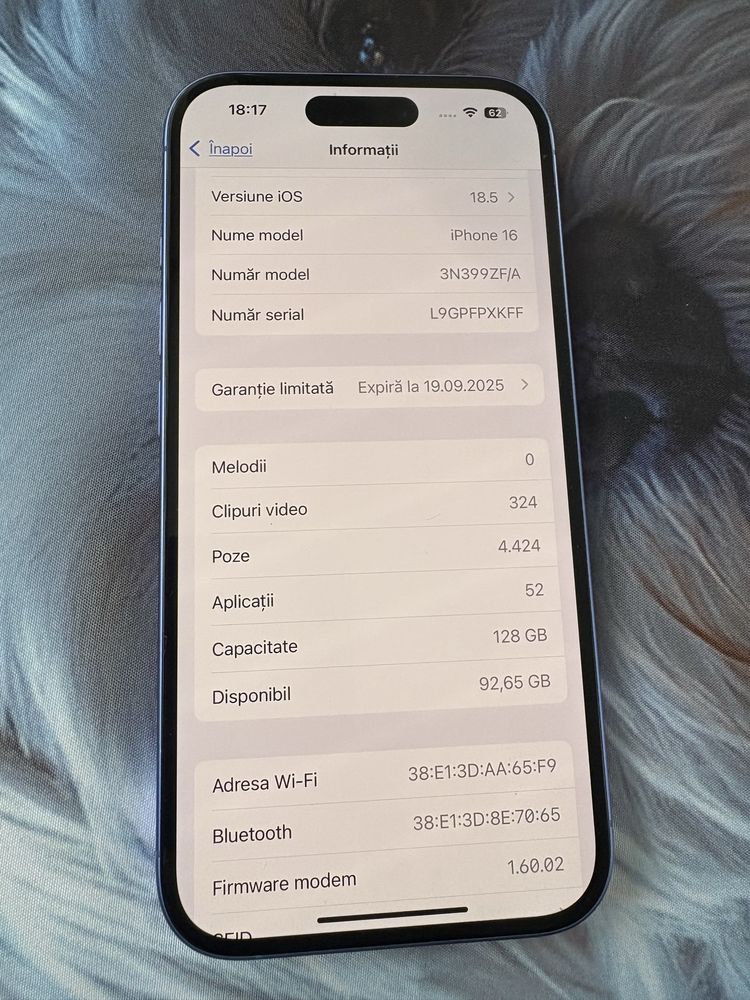 iPhone 16 ultramarine/garantie/100% baterie