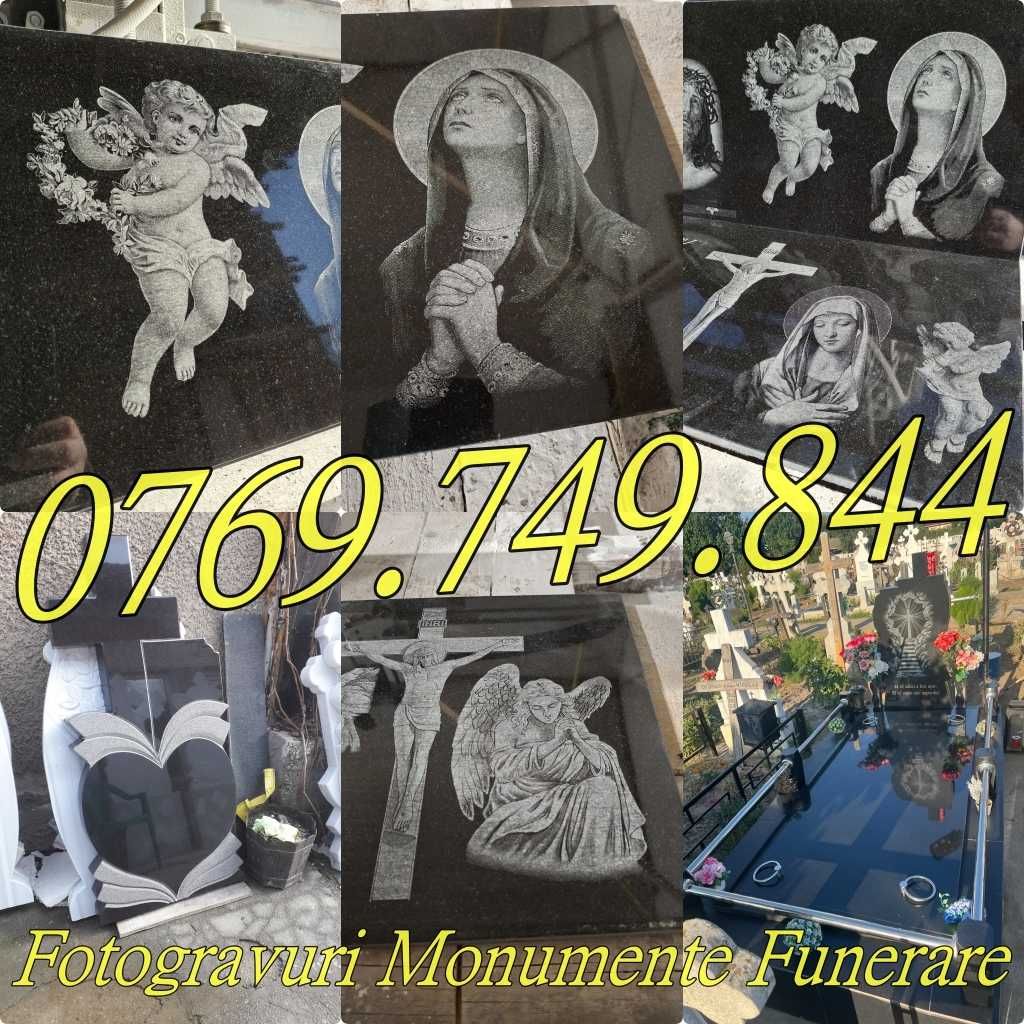 Foto Gravura Monumente Funerare Cruci Granit Negru Marmura Neagra
