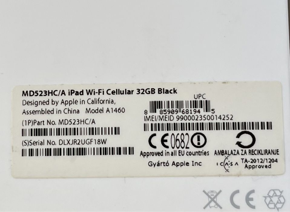 IPad celular + wifi 3rd gen A1460