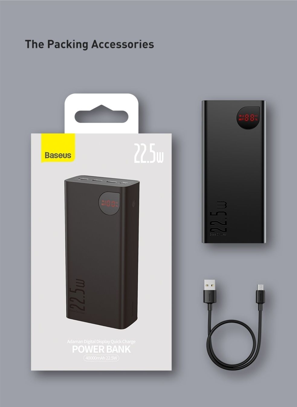 Baseus Adaman Series 40000mAh Power Bank PD 22.5W QC4.0