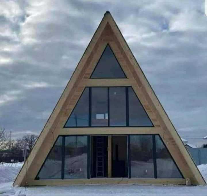 Cabana stil A-Frame si case din structura de lemn